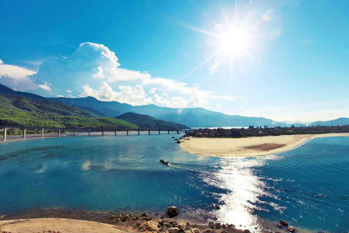 Sunny day at a beach in Central Vietnam with clear skies