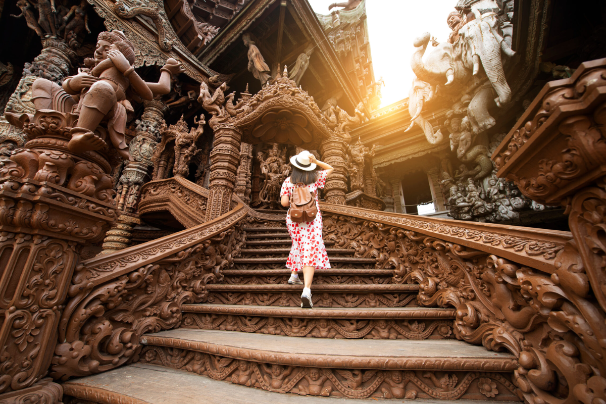 Intricately carved wooden Sanctuary of Truth in Pattaya