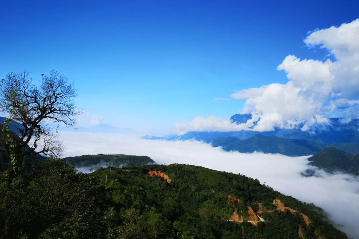 Misty hills and valleys of Sin Ho Plateau in Lai Chau, Vietnam