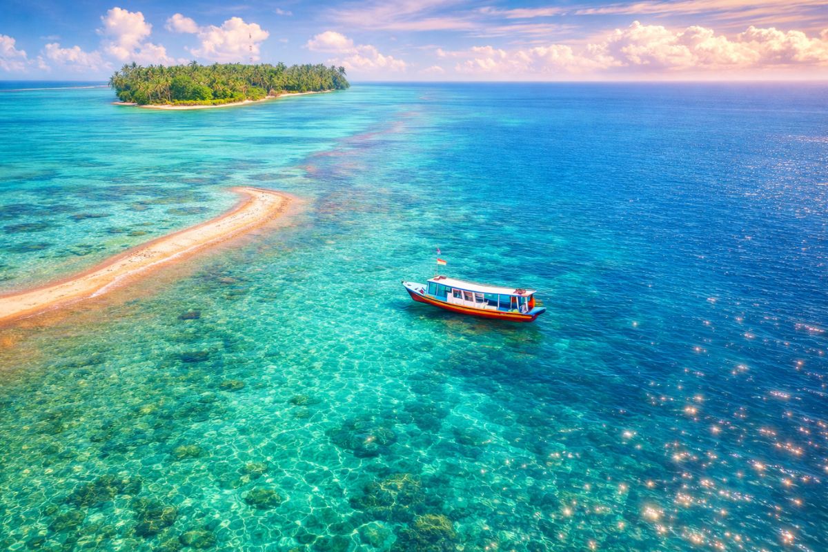 Tropical island and reef paradise at Tidung Island Indonesia 