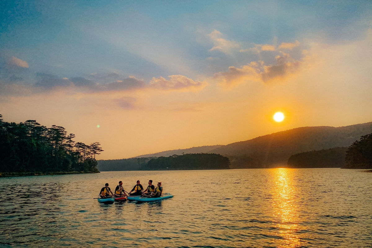 Tranquil Tuyen Lam Lake with pine forests in Dalat