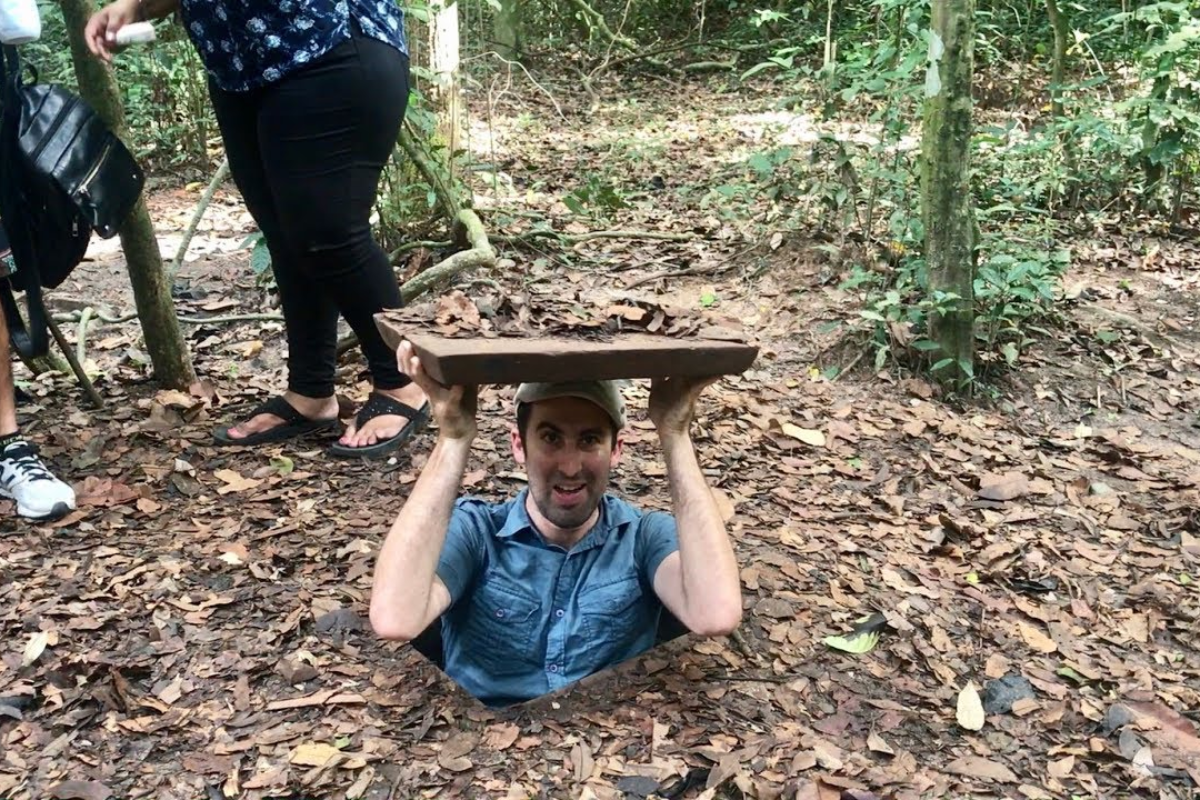 Visitors exploring the Cu Chi Tunnels near Ho Chi Minh City