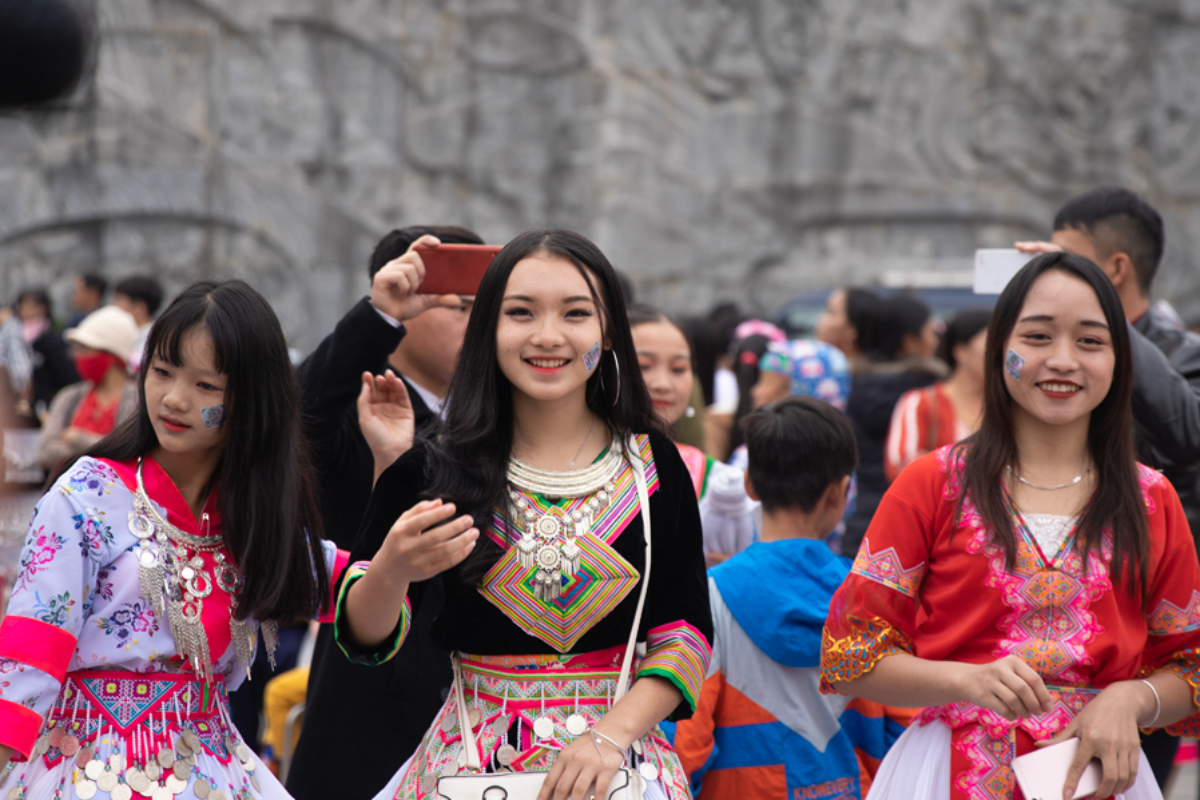 A H'Mong woman in traditional dress 