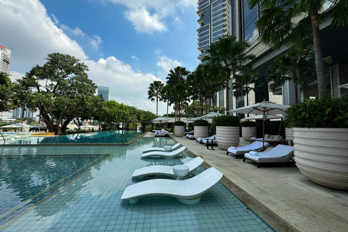 Quiet hotel pool in Bangkok during the off-season
