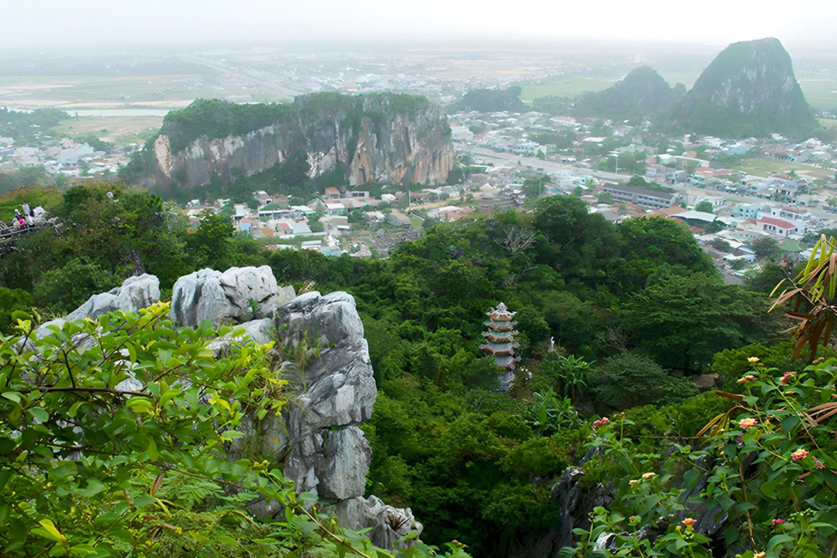 View from Marble Mountains with lush greenery