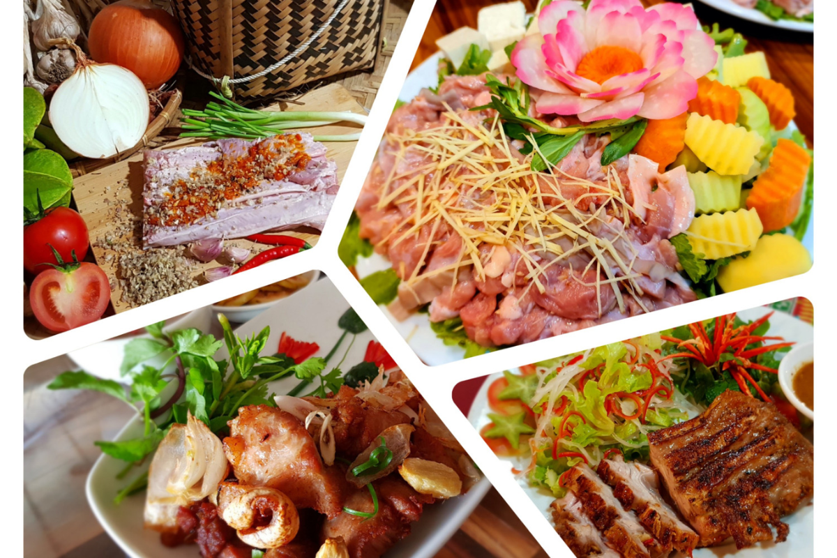 Traditional ethnic dishes served in Moc Chau Vietnam