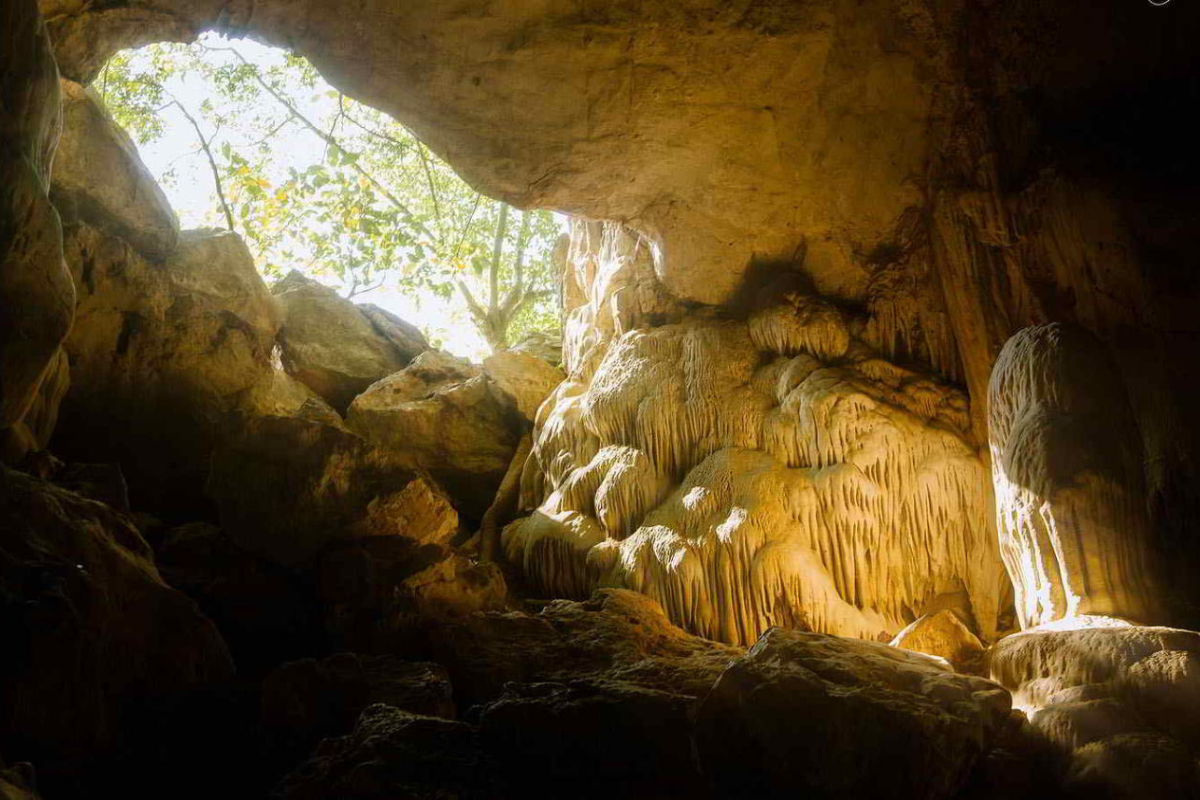 Stalactites inside Ngu Dong Cave system in Moc Chau