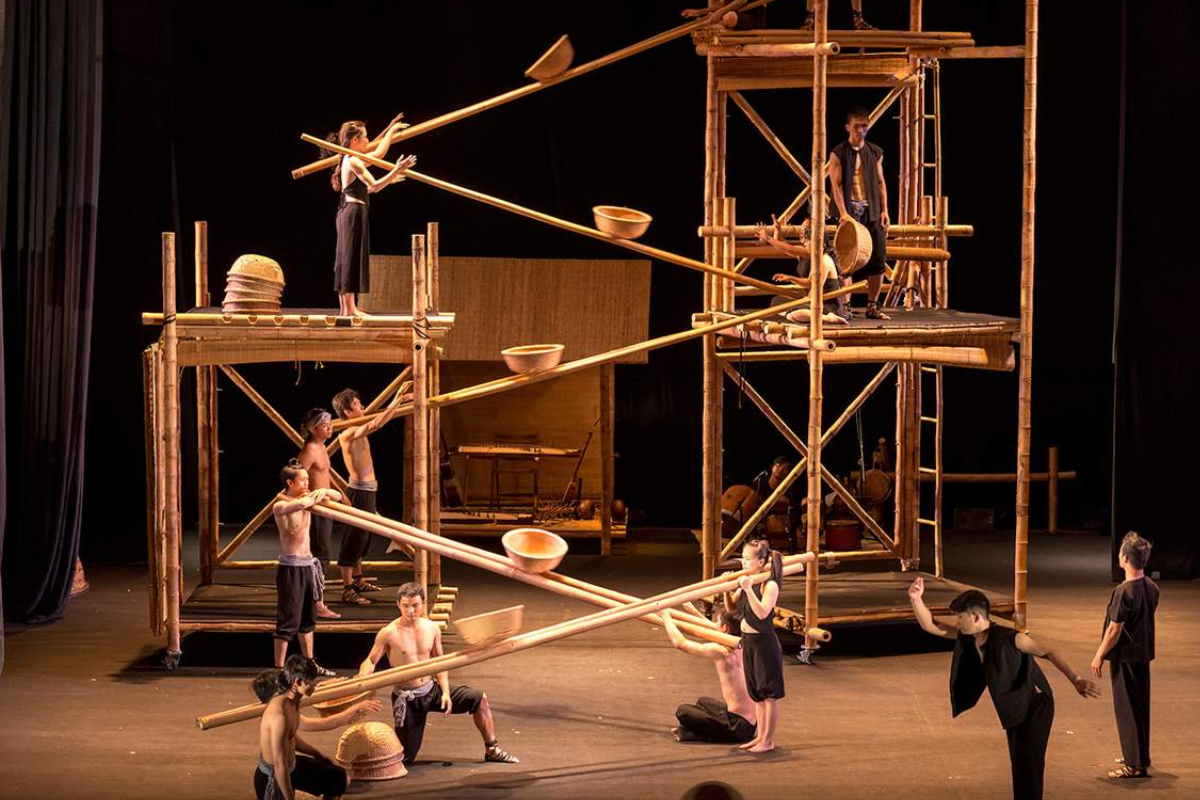 Traditional Vietnamese dance performance on stage at Saigon Opera House
