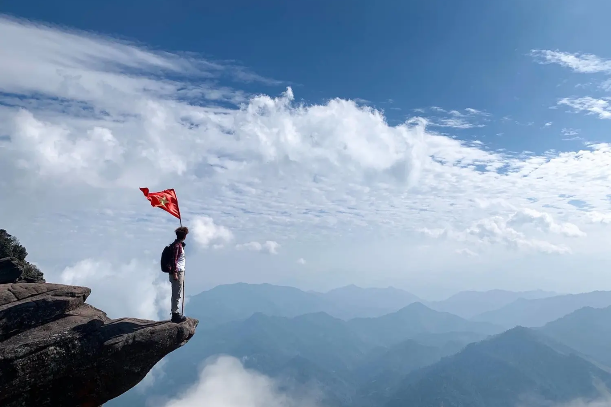 View from Pha Luong Peak overlooking forested mountains
