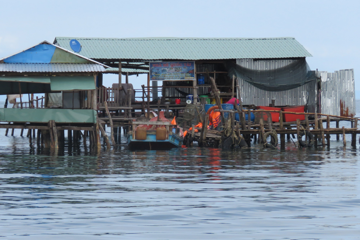 Floating fishing houses at Rach Vem Beach