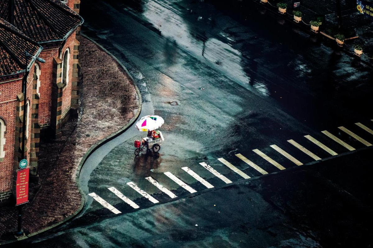 A sudden afternoon rain shower in Ho Chi Minh City during May
