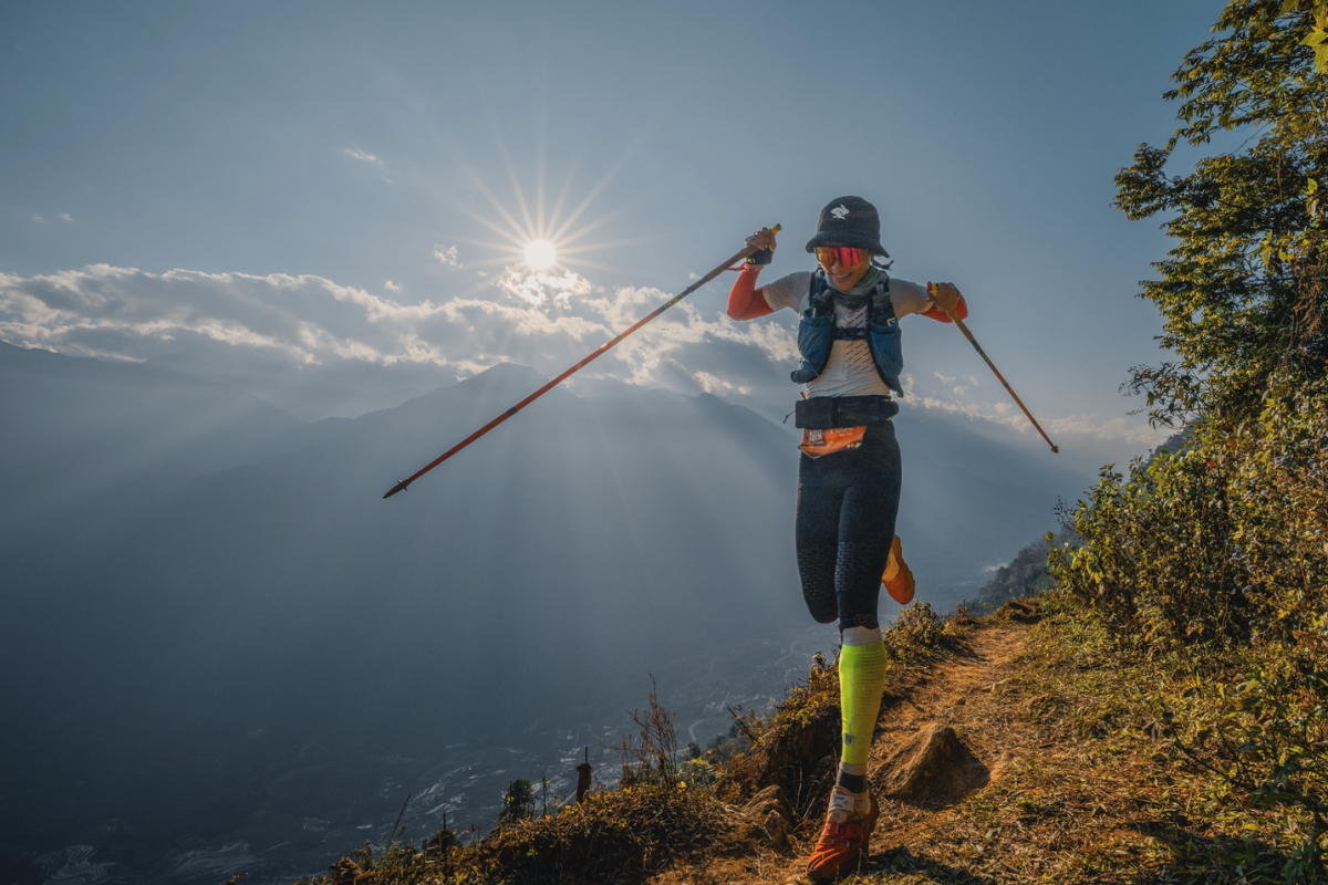 Trail runners racing through hills near Sapa